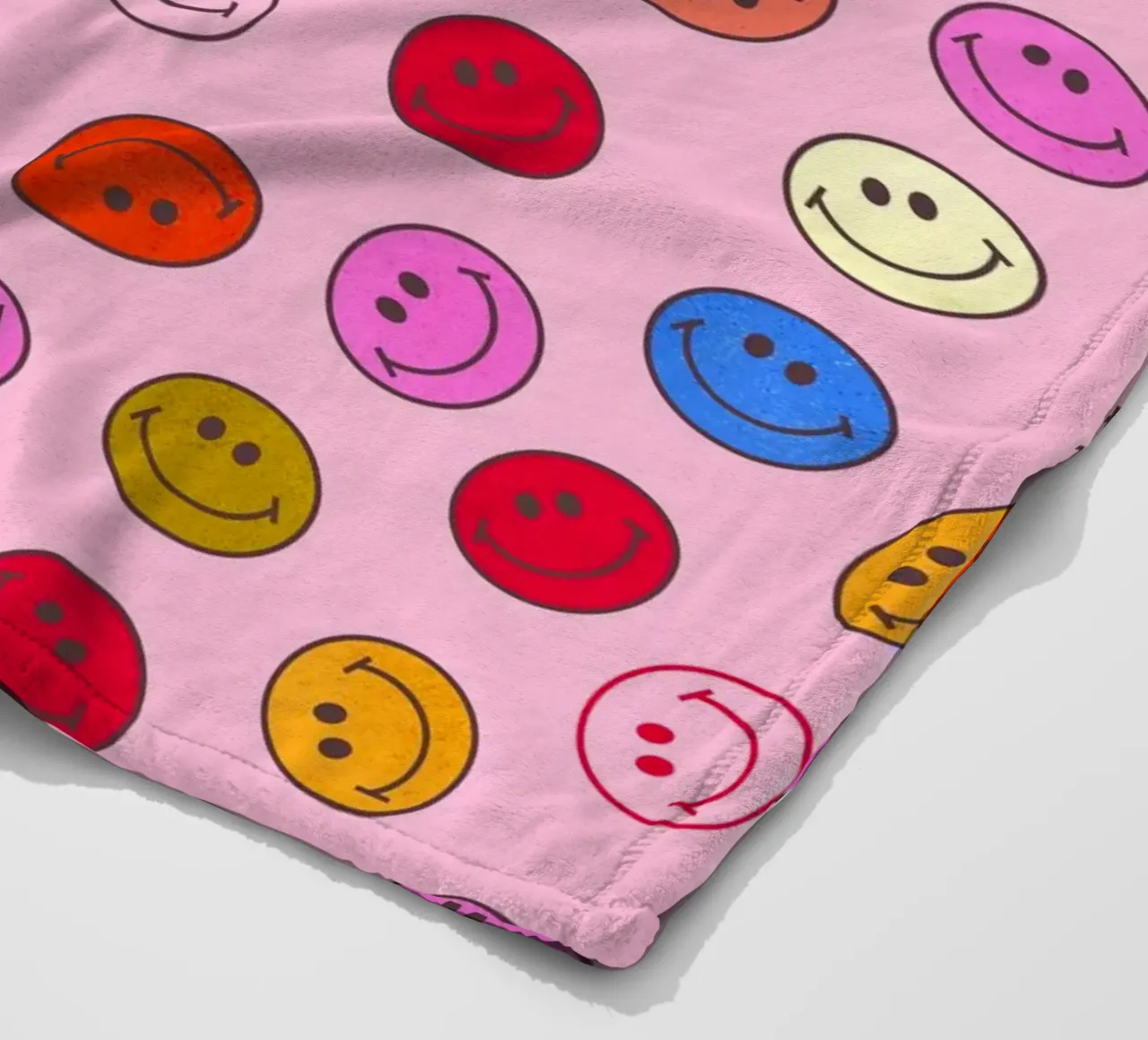 Retro Smiley Faces Seamless Pattern - Neon Colors coperta in pile da showmemars