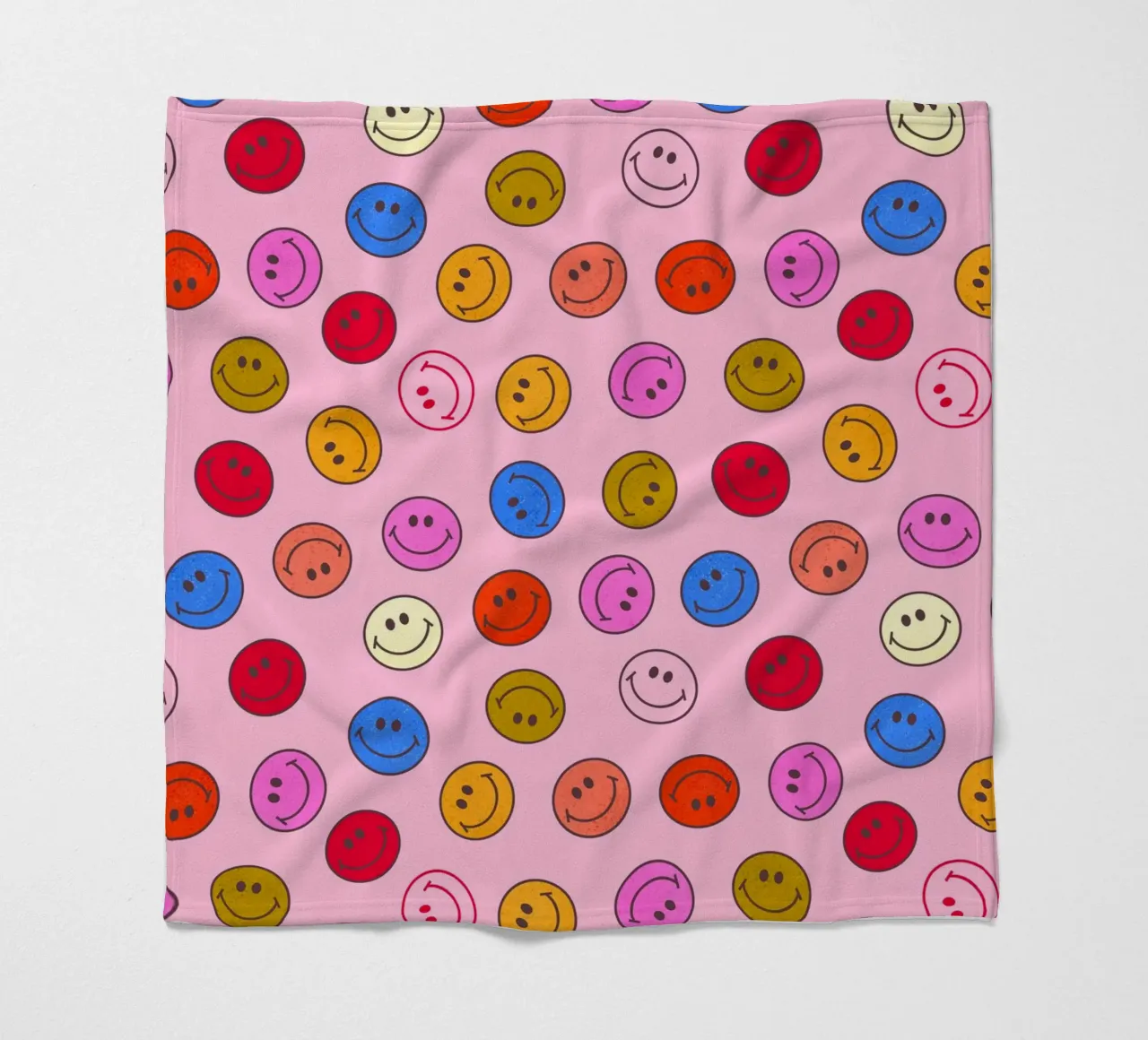 Retro Smiley Faces Seamless Pattern - Neon Colors coperta in pile da showmemars