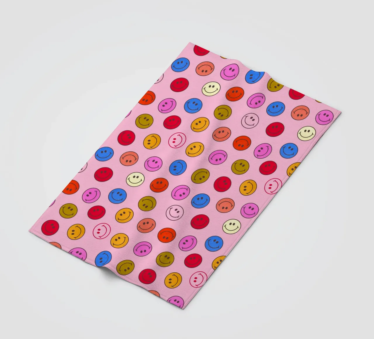 Retro Smiley Faces Seamless Pattern - Neon Colors coperta in pile da showmemars