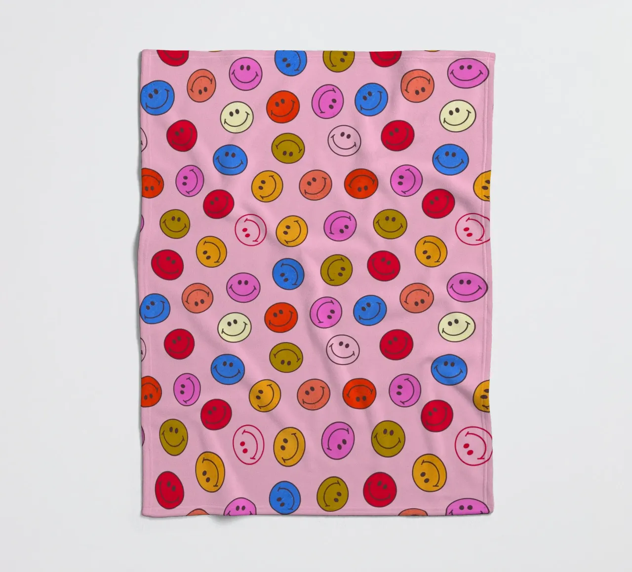 Retro Smiley Faces Seamless Pattern - Neon Colors coperta in pile da showmemars