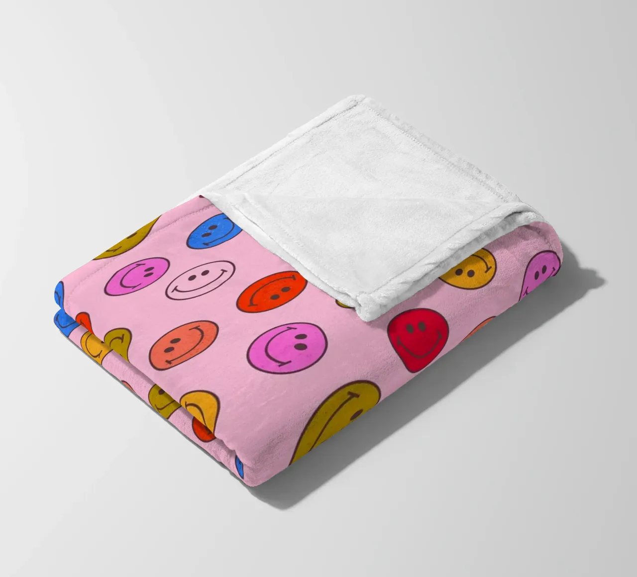 Retro Smiley Faces Seamless Pattern - Neon Colors coperta in pile da showmemars