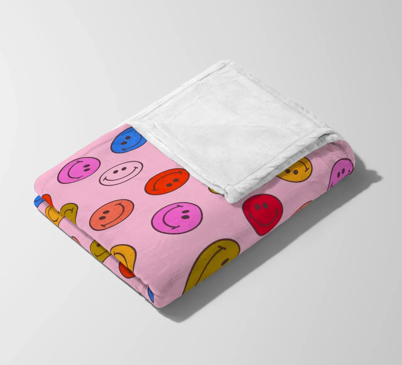Retro Smiley Faces Seamless Pattern - Neon Colors coperta in pile da showmemars