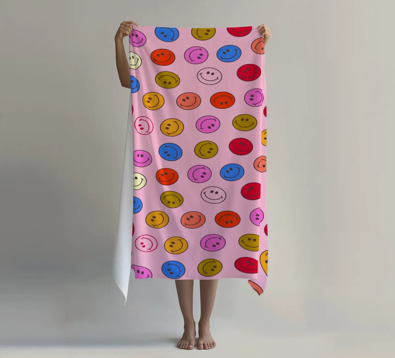 Retro Smiley Faces Seamless Pattern - Neon Colors telo mare da showmemars