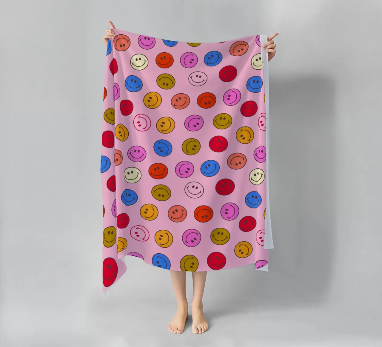 Retro Smiley Faces Seamless Pattern - Neon Colors telo mare da showmemars