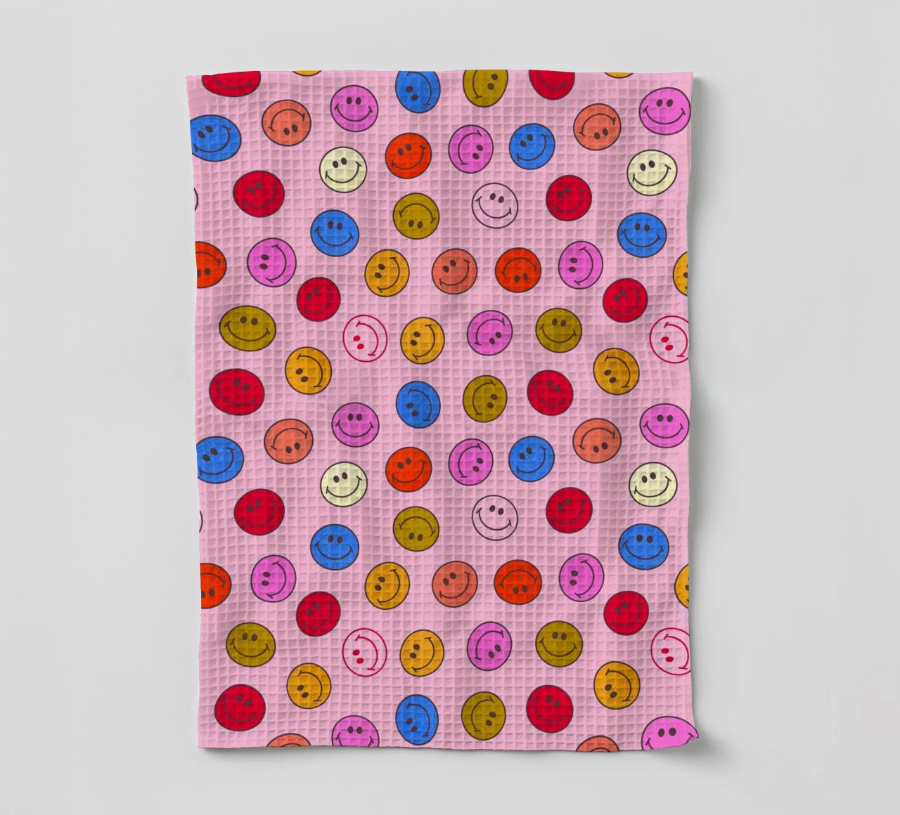 Retro Smiley Faces Seamless Pattern - Neon Colors canovaccio da cucina da showmemars