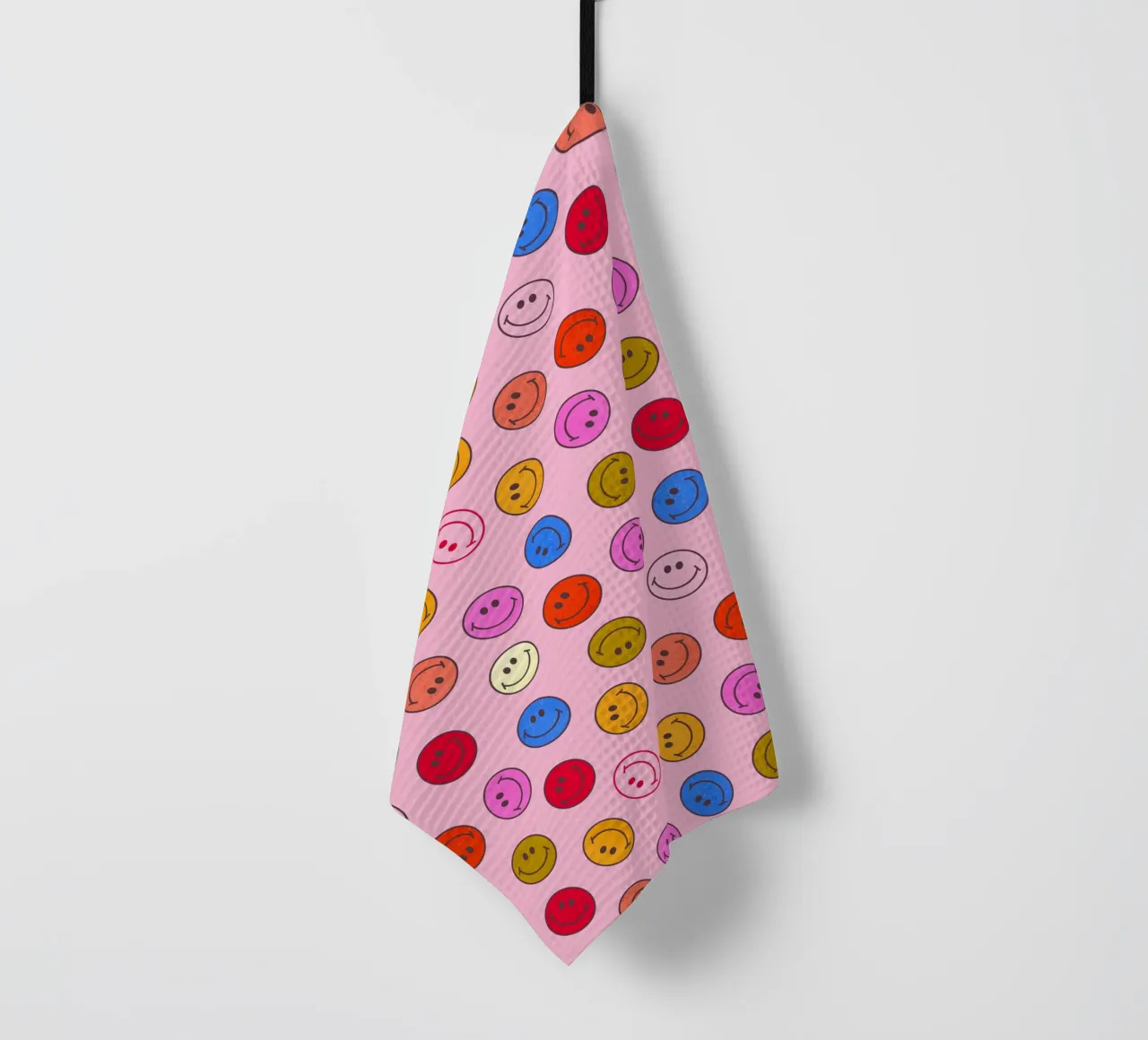 Retro Smiley Faces Seamless Pattern - Neon Colors torchon de showmemars