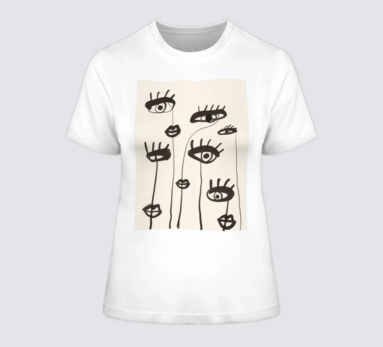 Dessin au trait abstrait yeux 2 t-shirt ajusté pour femmes de ThingDesign