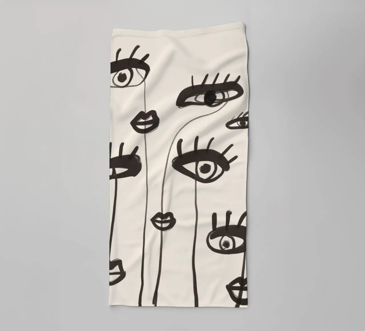 Dessin au trait abstrait yeux 2 serviette de bain de ThingDesign