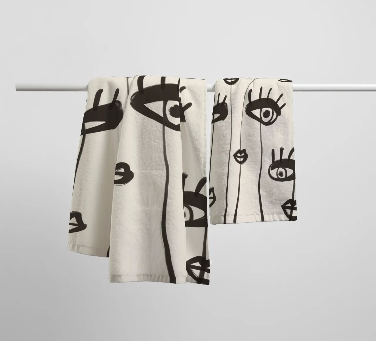 Dessin au trait abstrait yeux 2 serviette de bain de ThingDesign