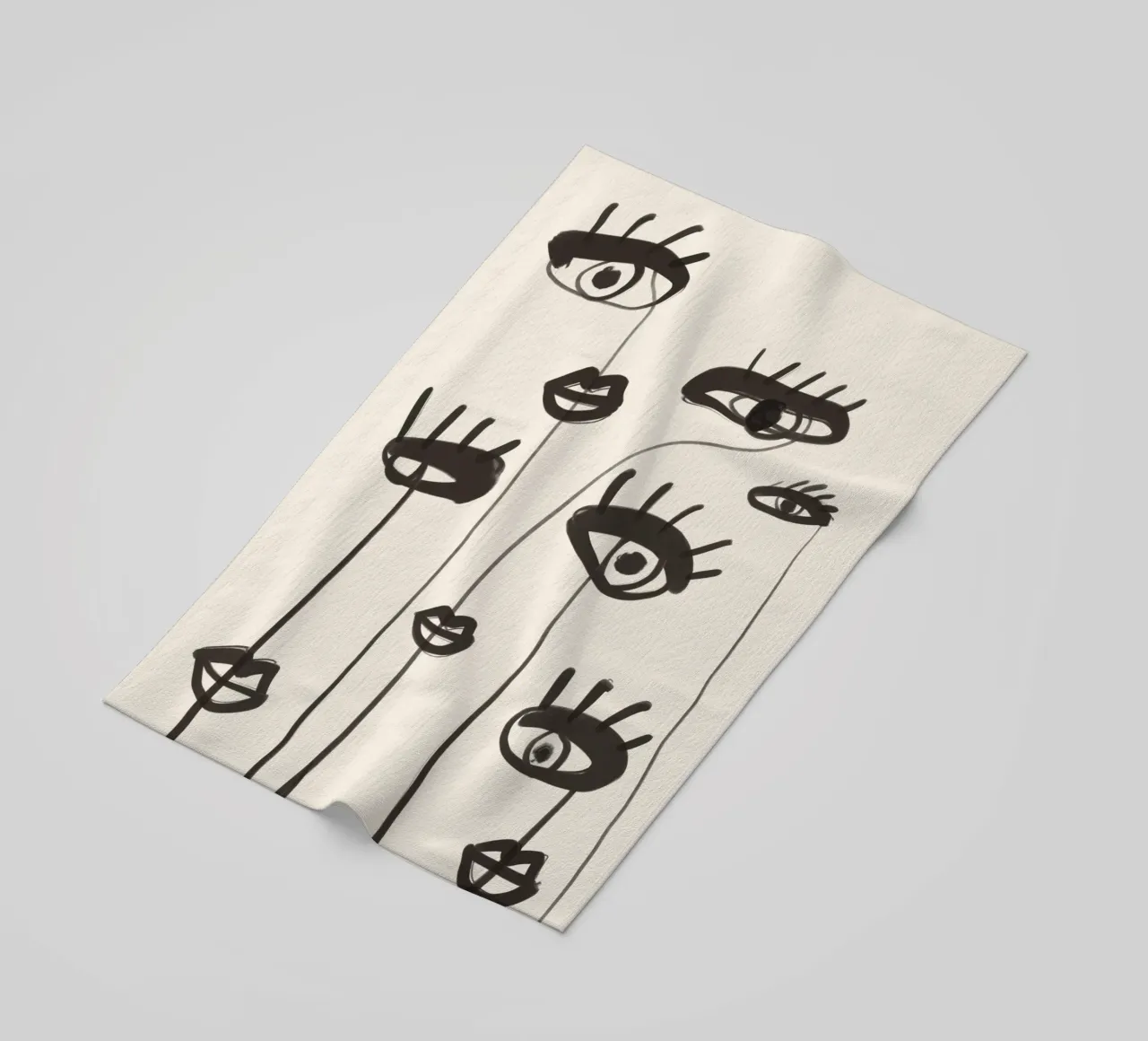 Abstract line art eyes 2 beach towel by ThingDesign