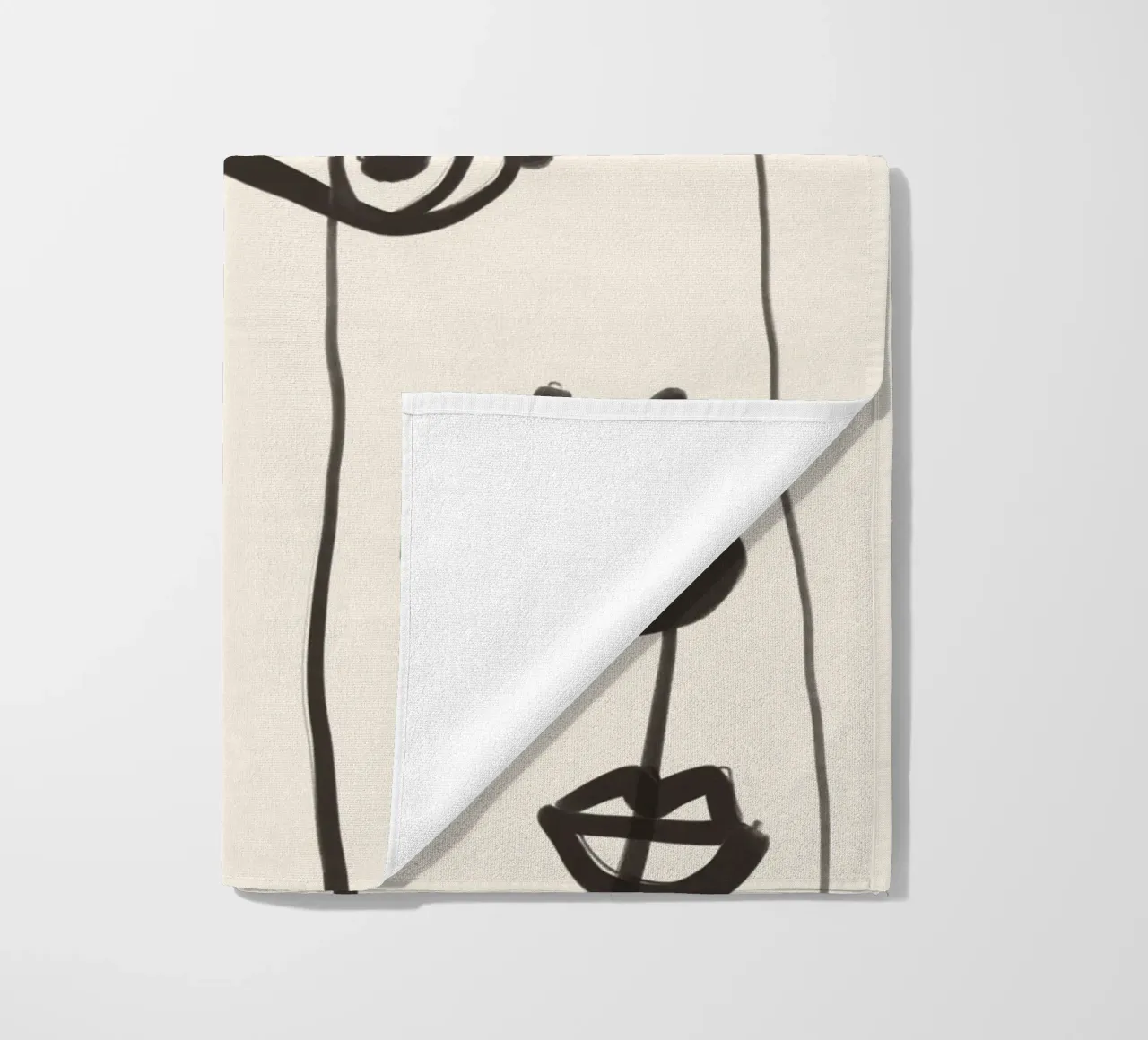 Abstract line art eyes 2 beach towel by ThingDesign
