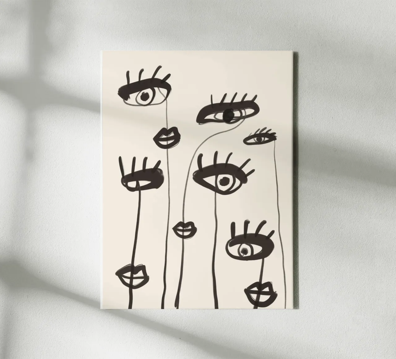 Abstract line art eyes 2 canvas with Floater frame by ThingDesign