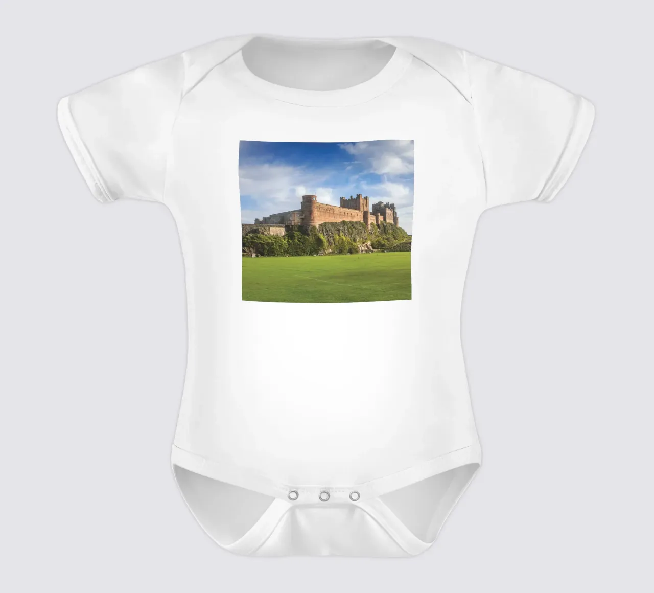 Bamburgh Castle body neonato maniche corte da Dave Hare Photography