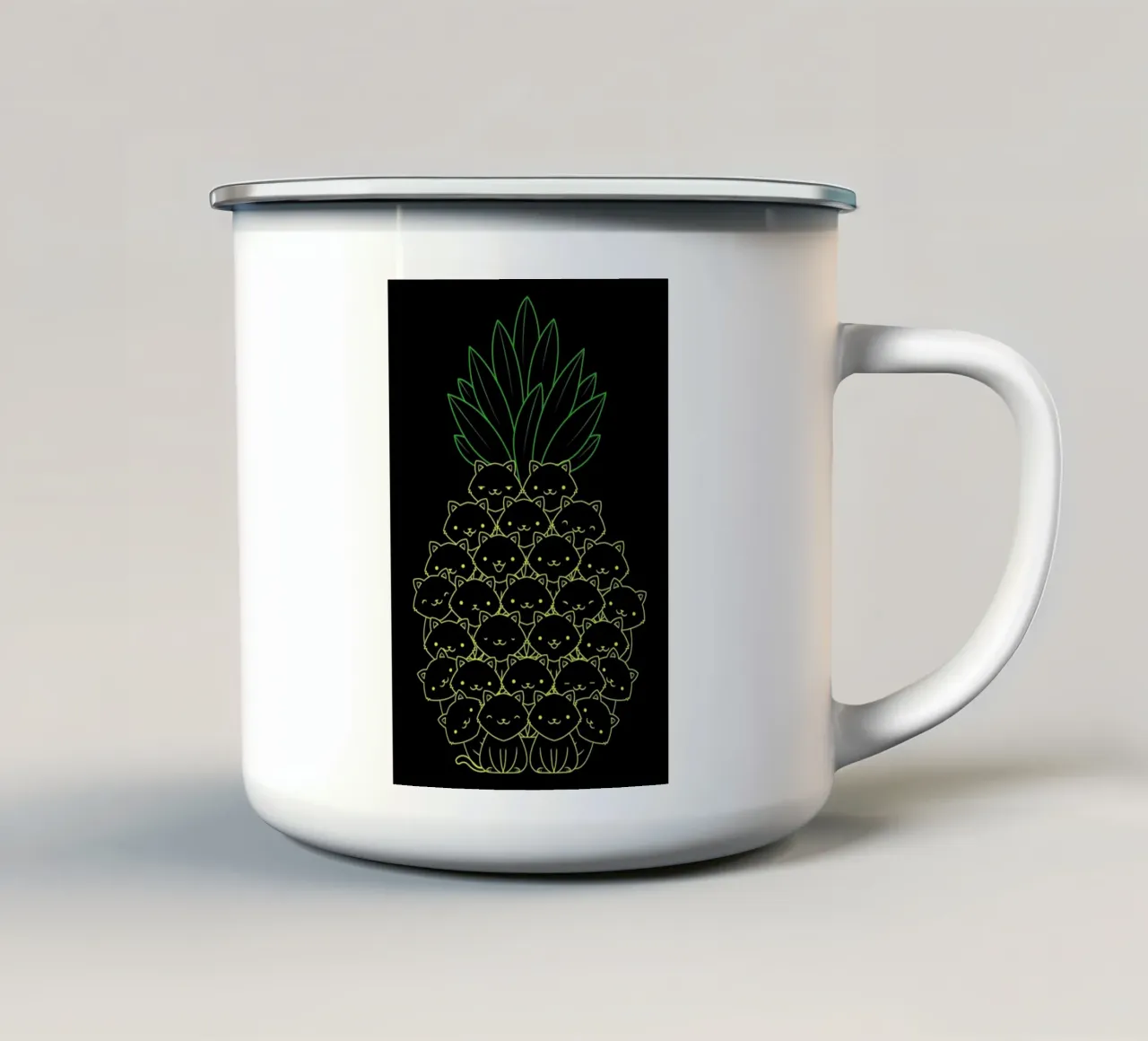 Pineaple Cat tazza in smalto da Tobe Fonseca