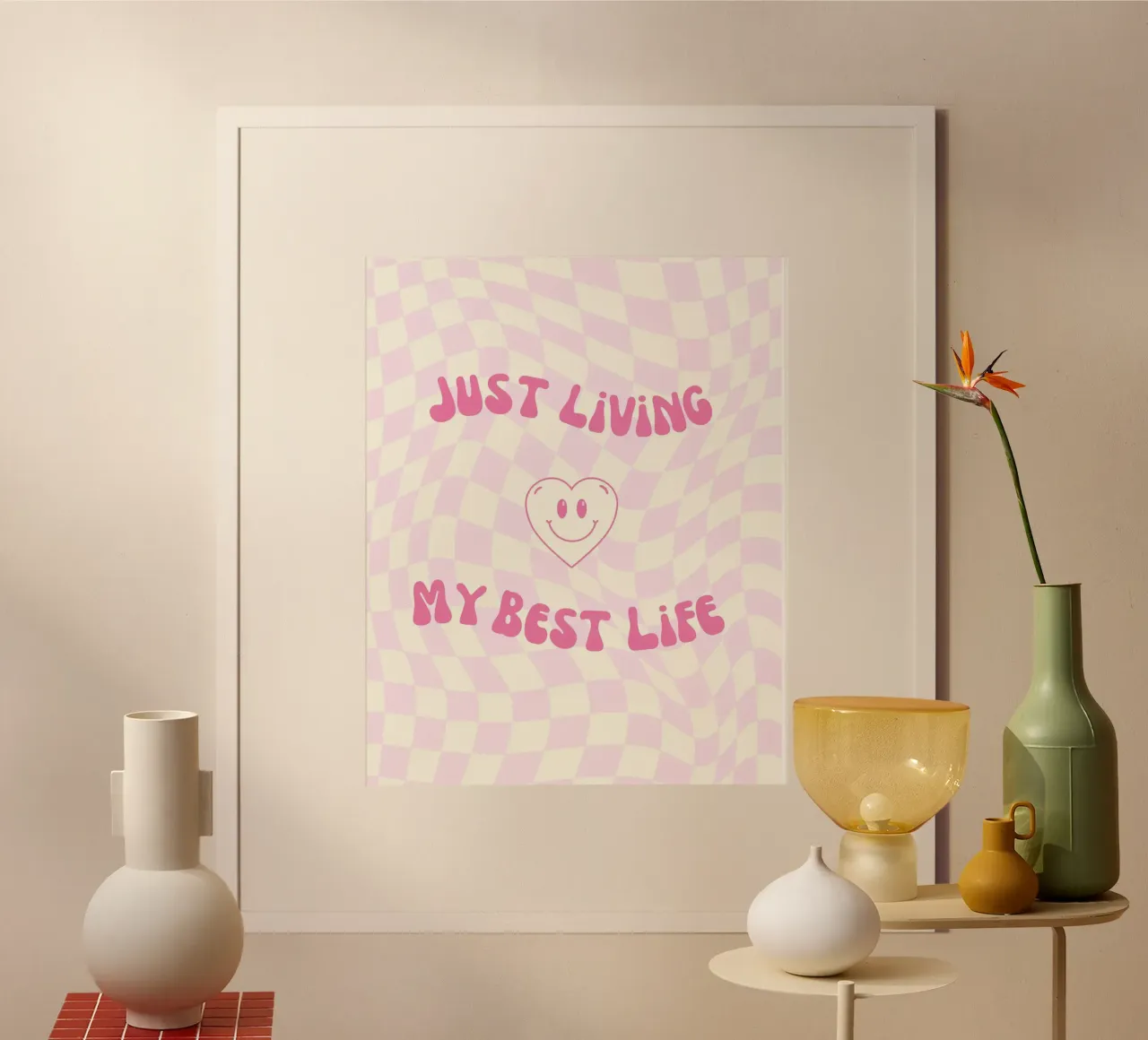 vivere la mia vita migliore poster con telaio in legno da mazzihanq