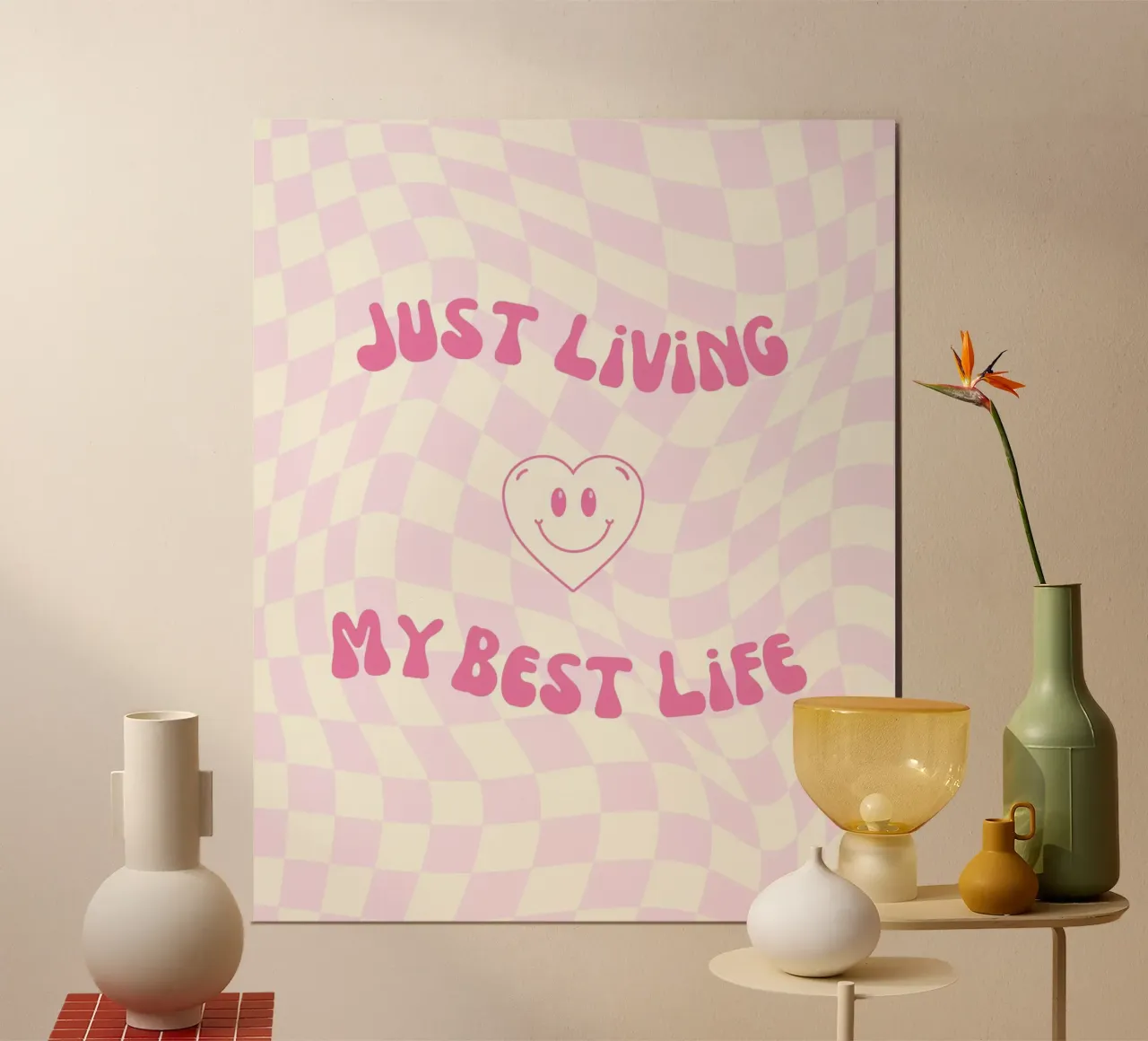 vivere la mia vita migliore poster con telaio in legno da mazzihanq