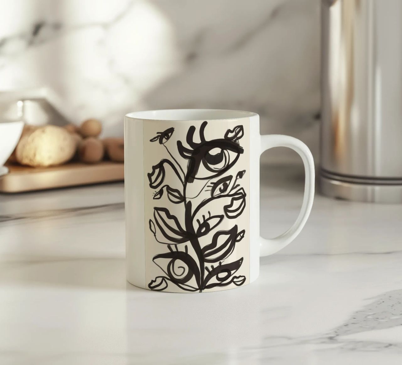 Yeux abstraits en dessin au trait mug en céramique de ThingDesign