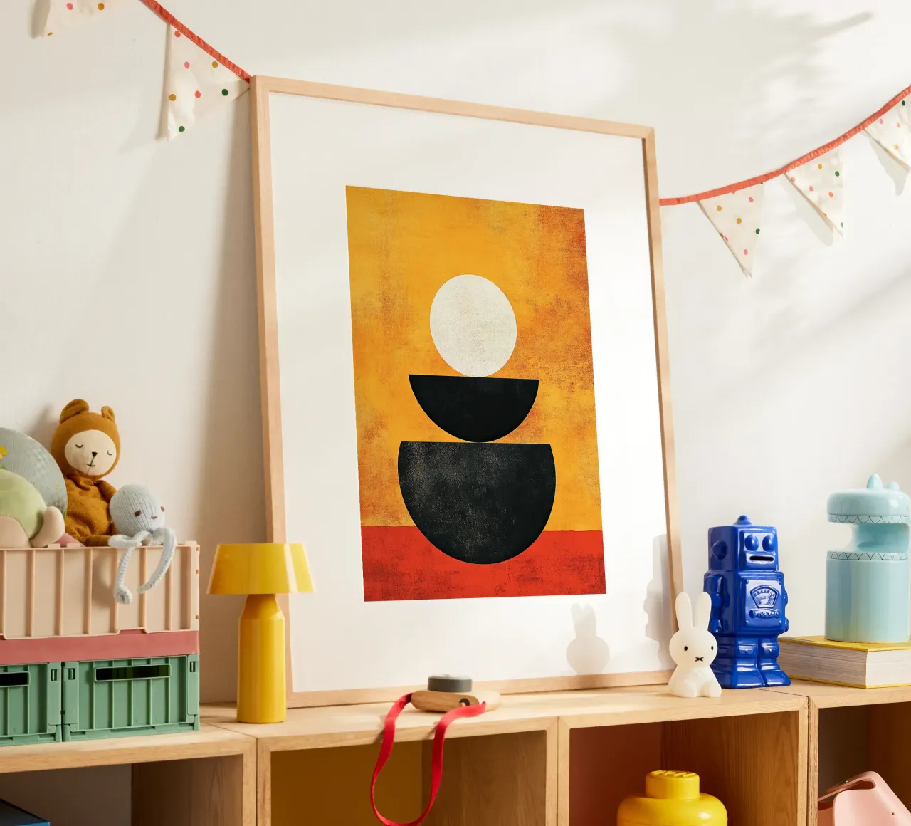 Arancione Abstrakt di metà secolo poster con telaio in alluminio da Nikis Art Studio