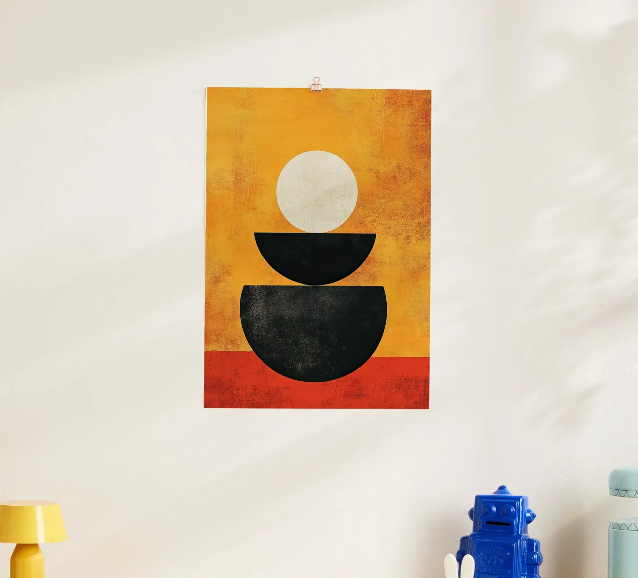 Arancione Abstrakt di metà secolo poster con telaio in alluminio da Nikis Art Studio