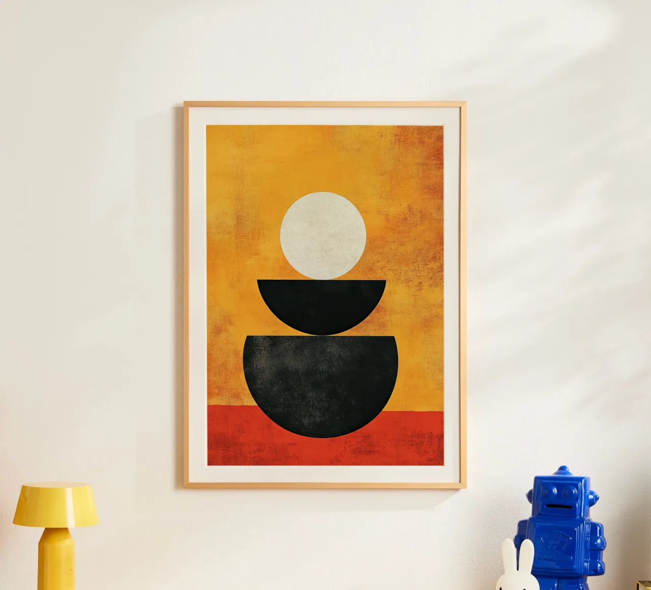 Arancione Abstrakt di metà secolo poster con telaio in alluminio da Nikis Art Studio