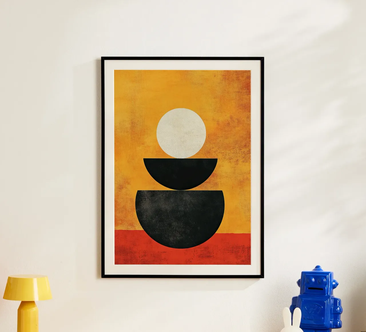 Arancione Abstrakt di metà secolo poster con telaio in alluminio da Nikis Art Studio