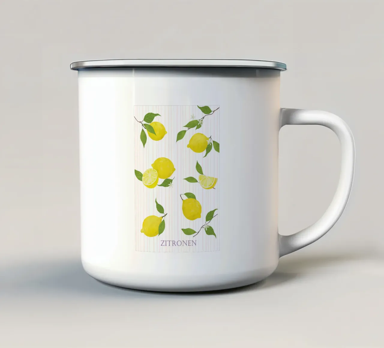 Limoni con foglie e fiori tazza in smalto da Farbwelten