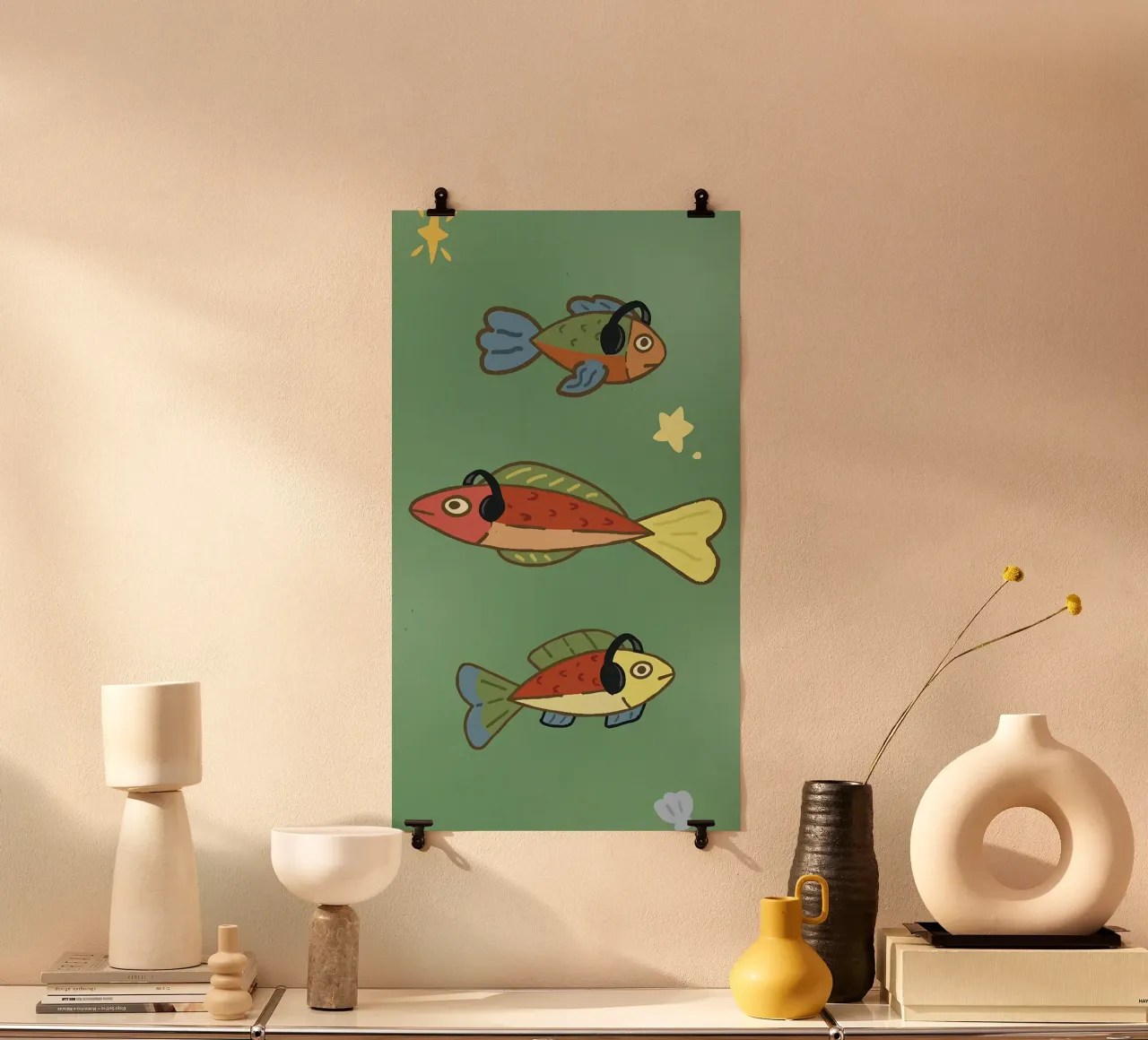 Cuffie Pesce poster con telaio in plastica da bonglantrungmuoi