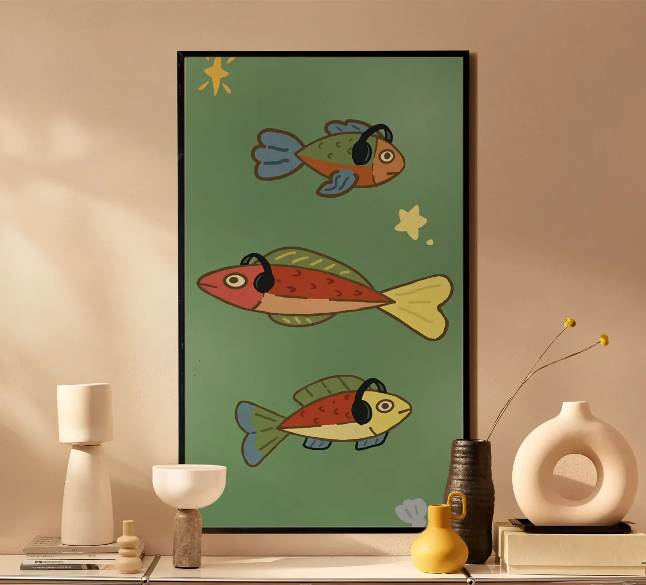 Cuffie Pesce poster con telaio in plastica da bonglantrungmuoi