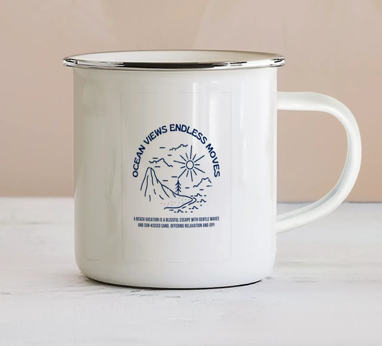 ocean view endless move enamel mug by mazzihanq