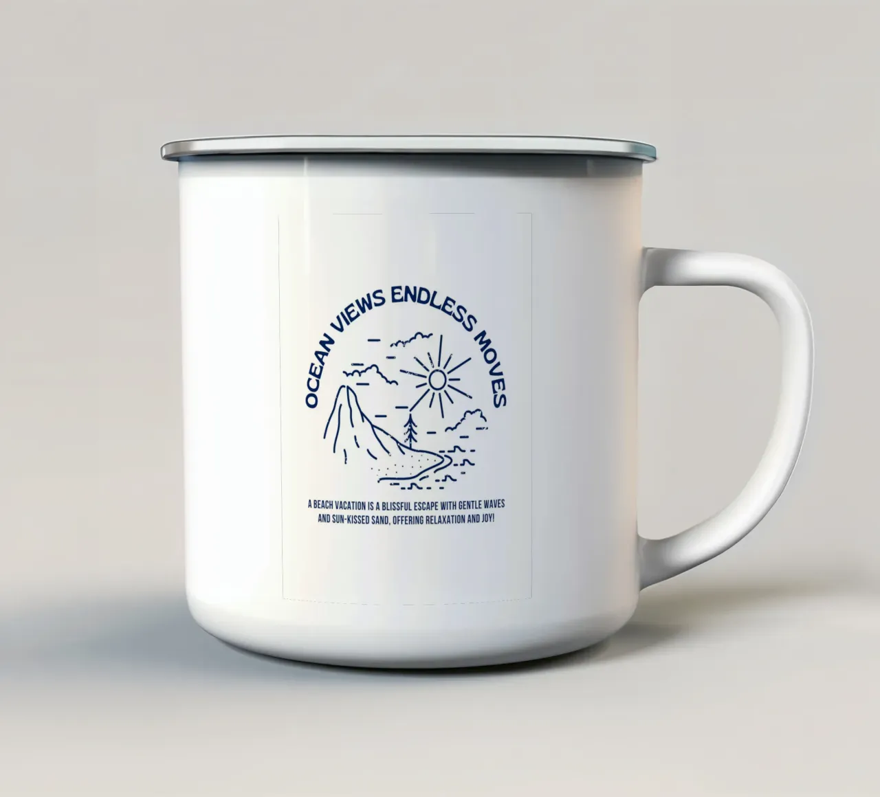 ocean view endless move enamel mug by mazzihanq