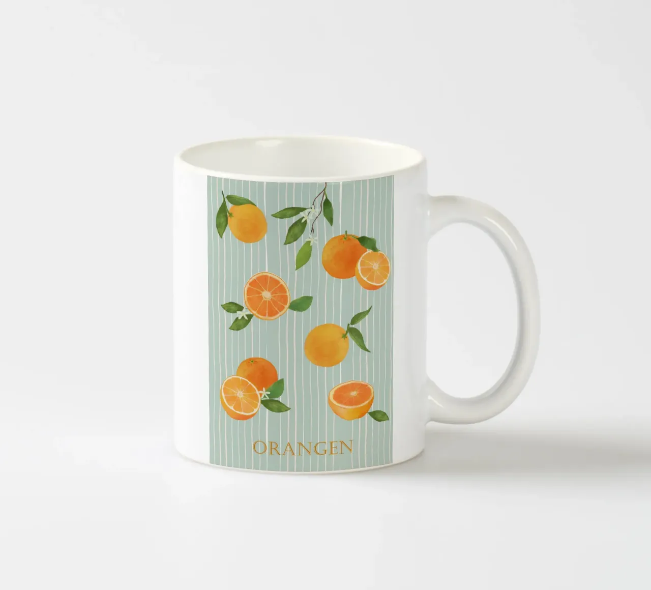 Arance con foglie e fiori tazza in ceramica da Farbwelten