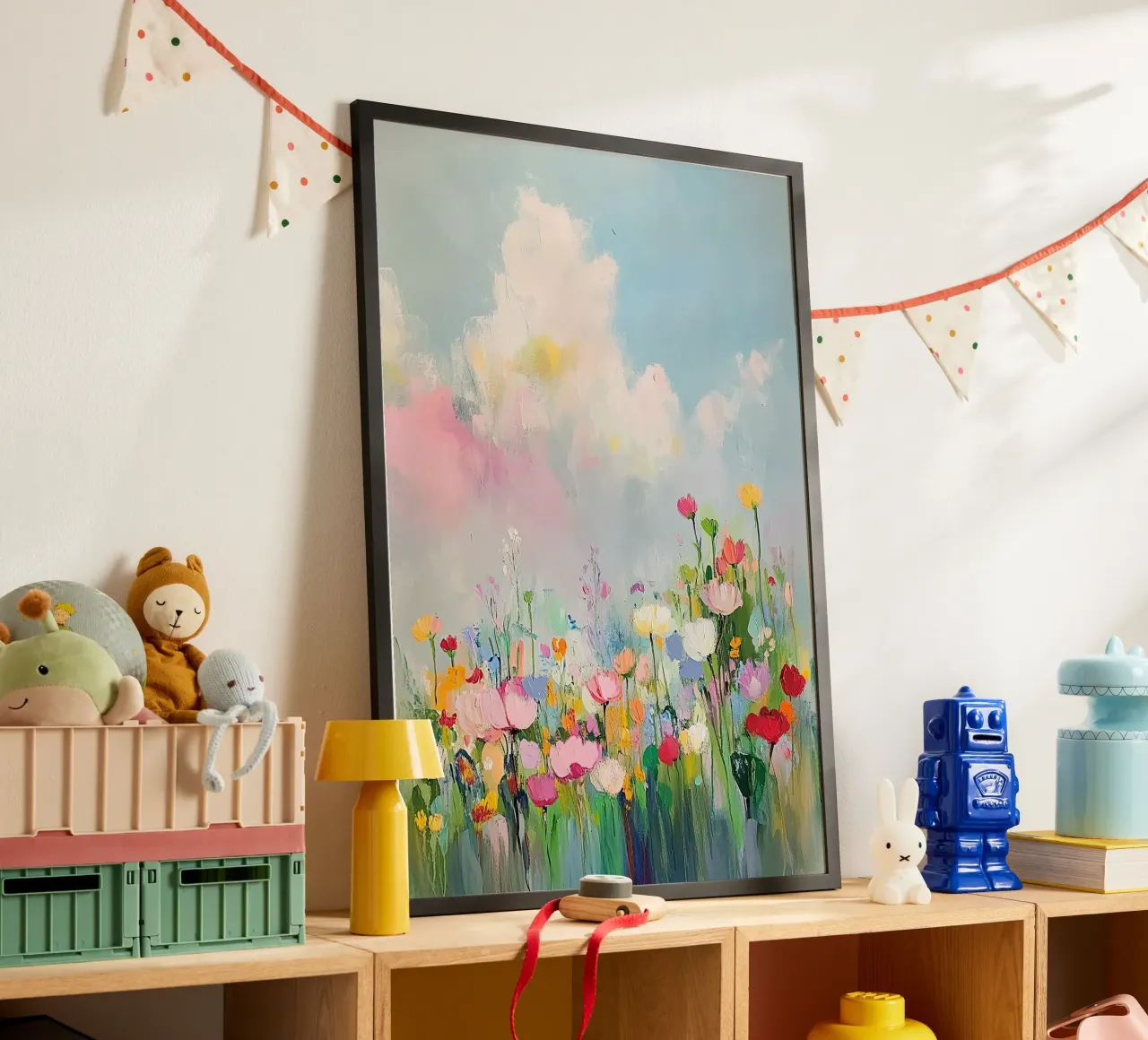 Prato fiorito poster con telaio in alluminio da Nikis Art Studio