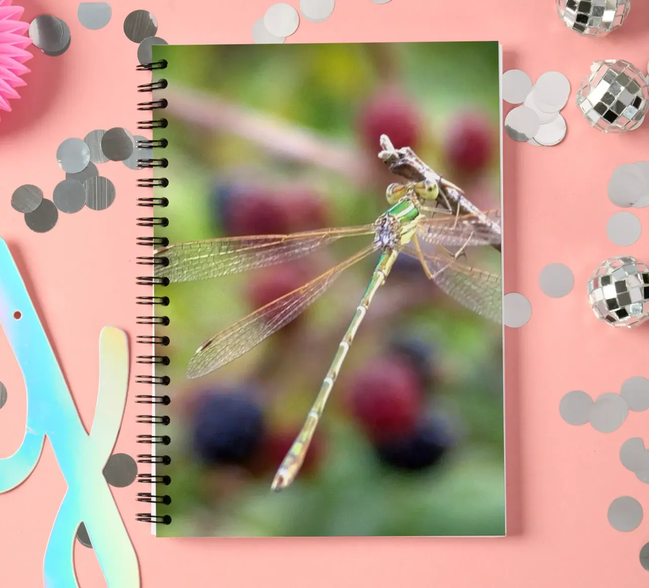 Dragonflies on a mulberry tree spiral notebook by MiniClic