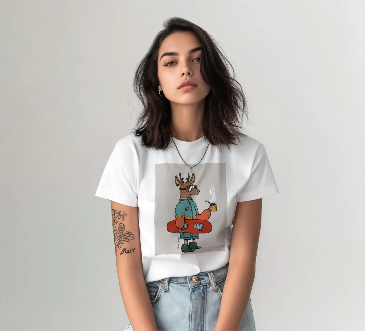 Huemul con un compagno e uno snowboard t-shirt da bonglantrungmuoi