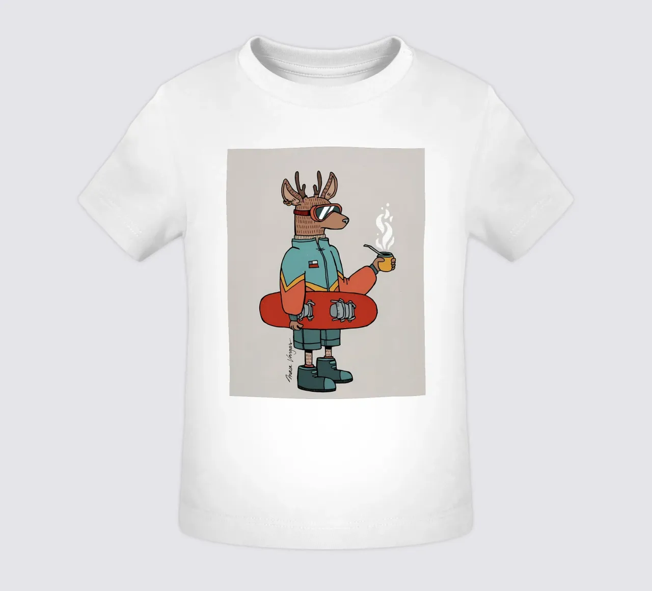 Huemul con un compagno e uno snowboard maglietta neonato da bonglantrungmuoi