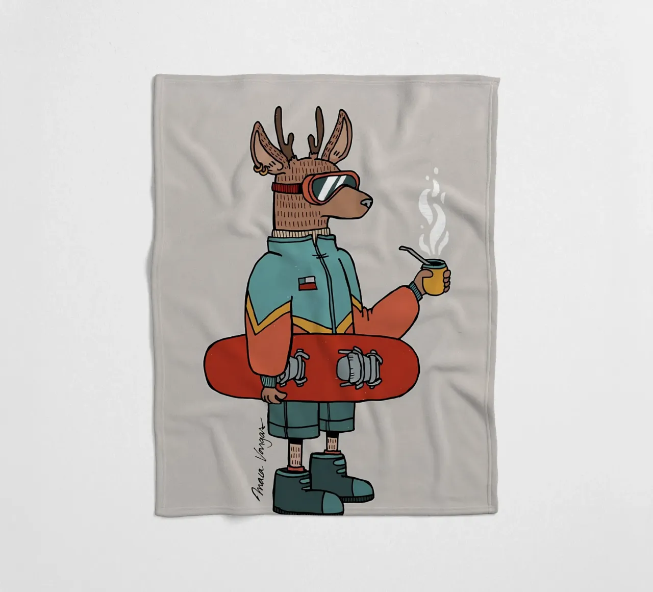Huemul con un compagno e uno snowboard coperta in pile da bonglantrungmuoi