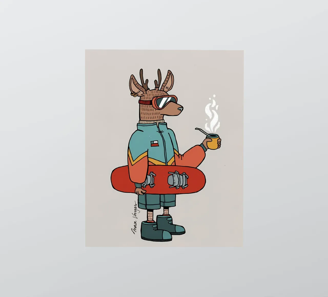Huemul con un compagno e uno snowboard adesivo da bonglantrungmuoi