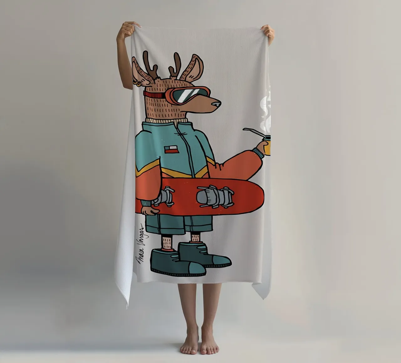 Huemul con un compagno e uno snowboard telo mare da bonglantrungmuoi