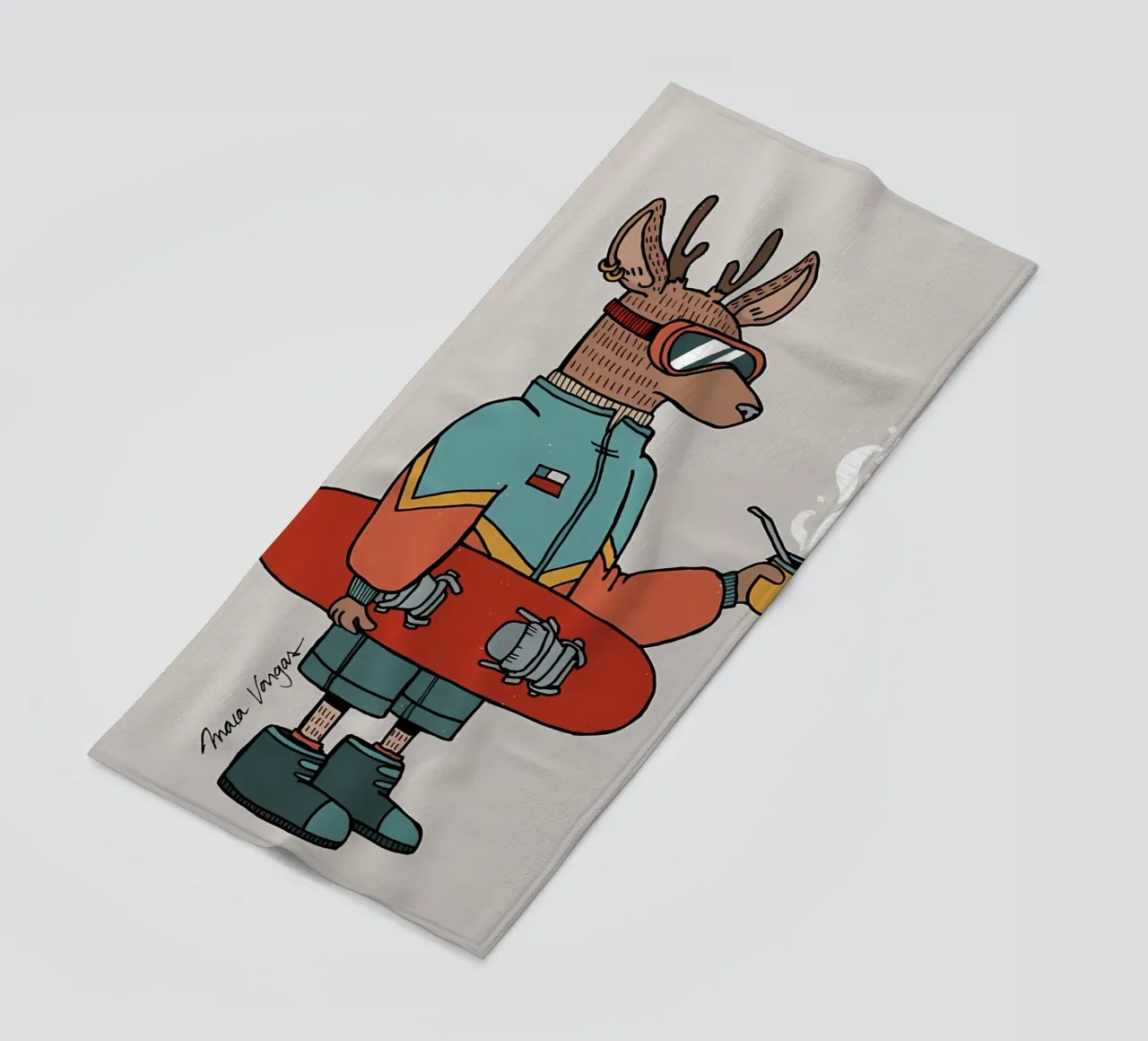 Huemul con un compagno e uno snowboard telo mare da bonglantrungmuoi