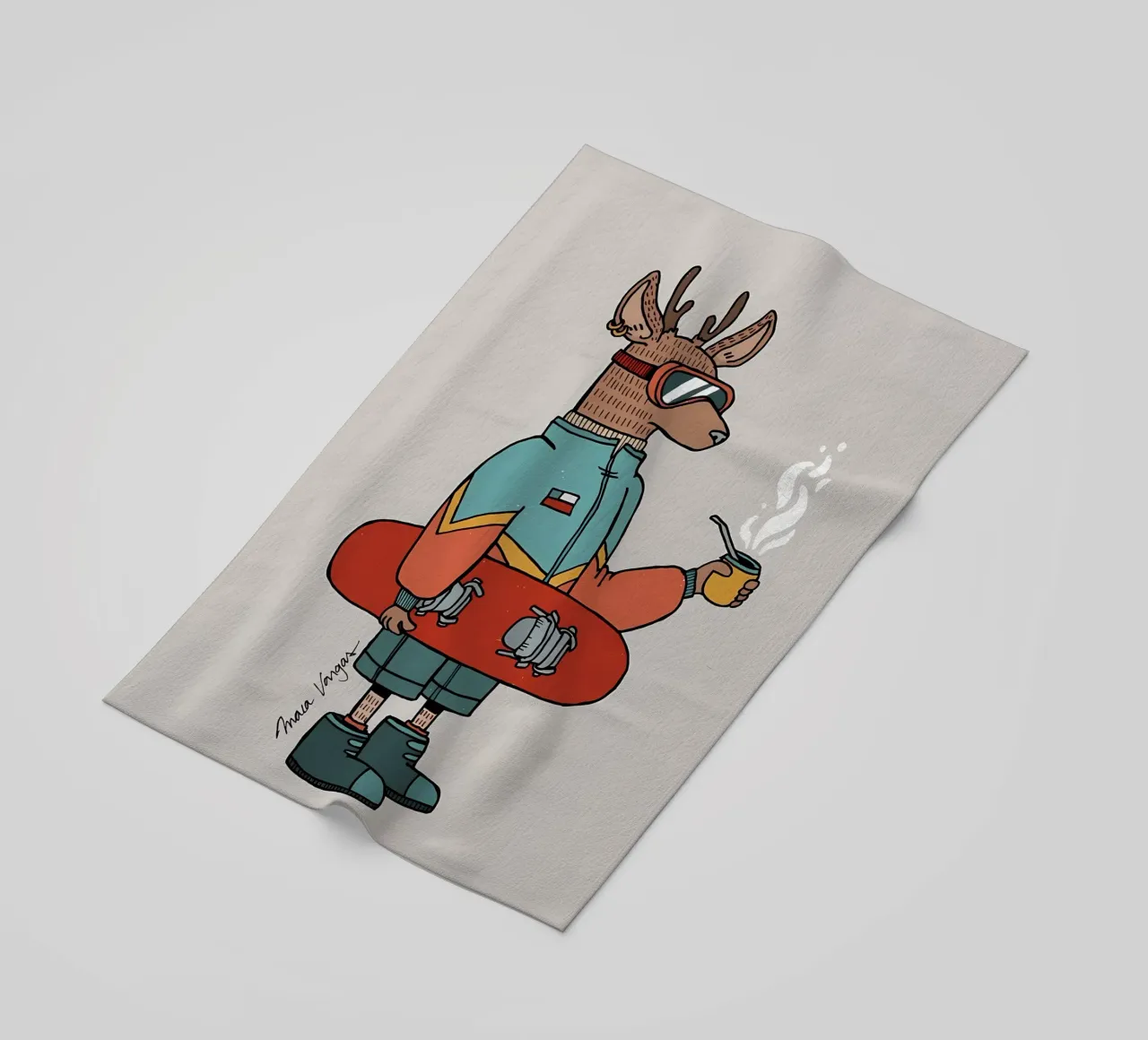 Huemul con un compagno e uno snowboard telo mare da bonglantrungmuoi