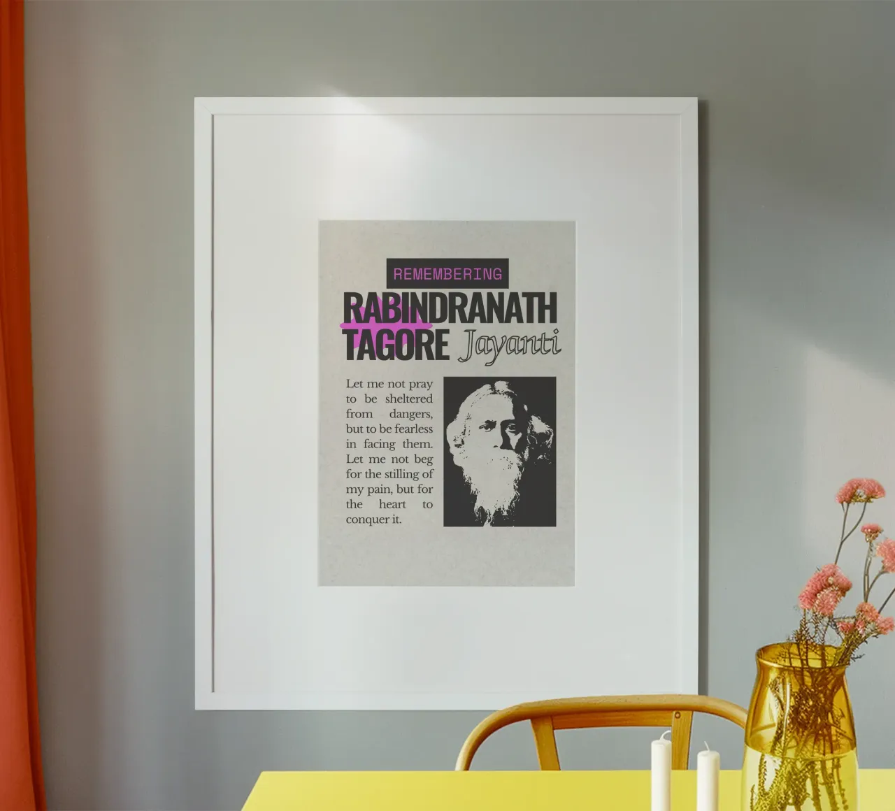 Rabindranath Tagore poster con telaio in legno da mazzihanq