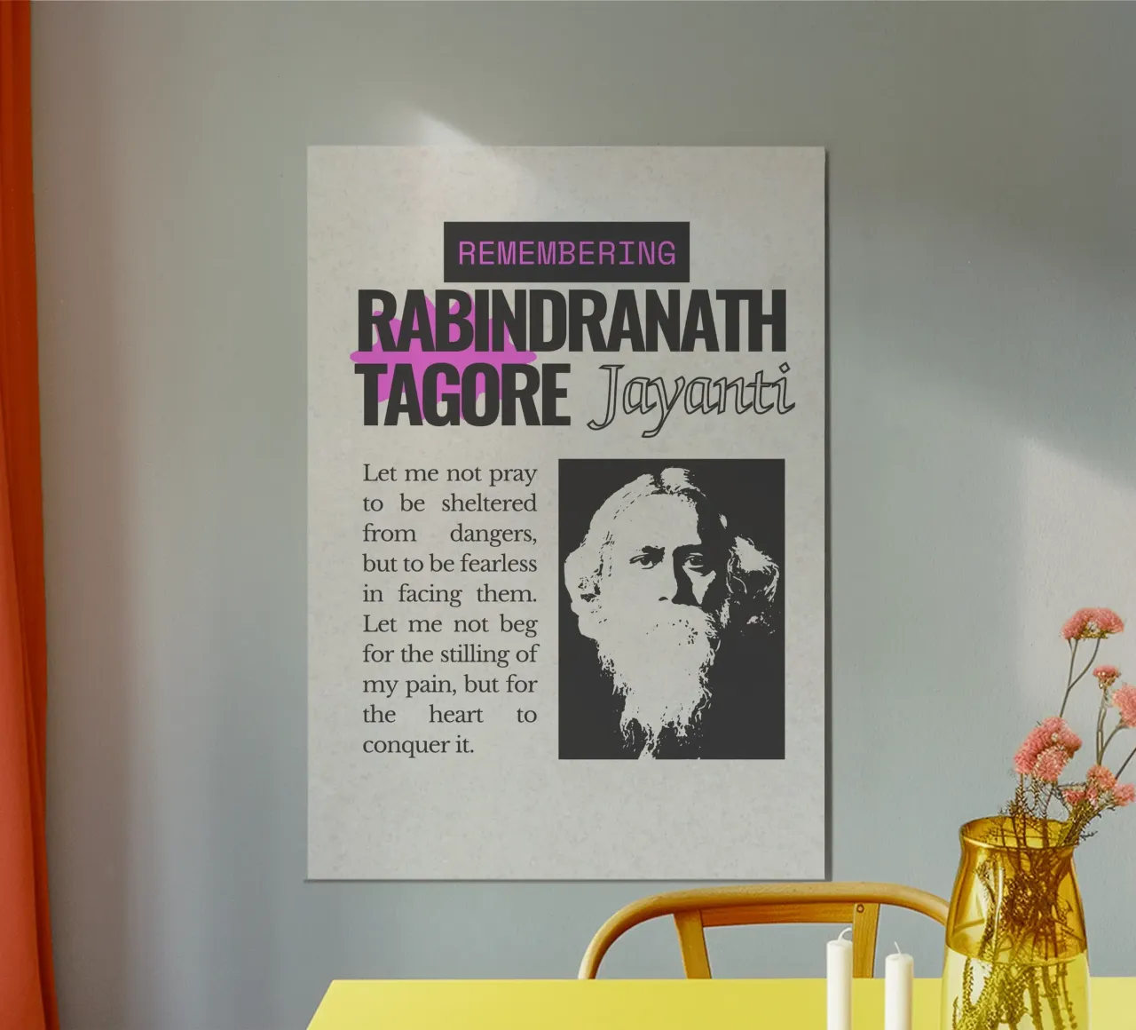 Rabindranath Tagore poster con telaio in legno da mazzihanq