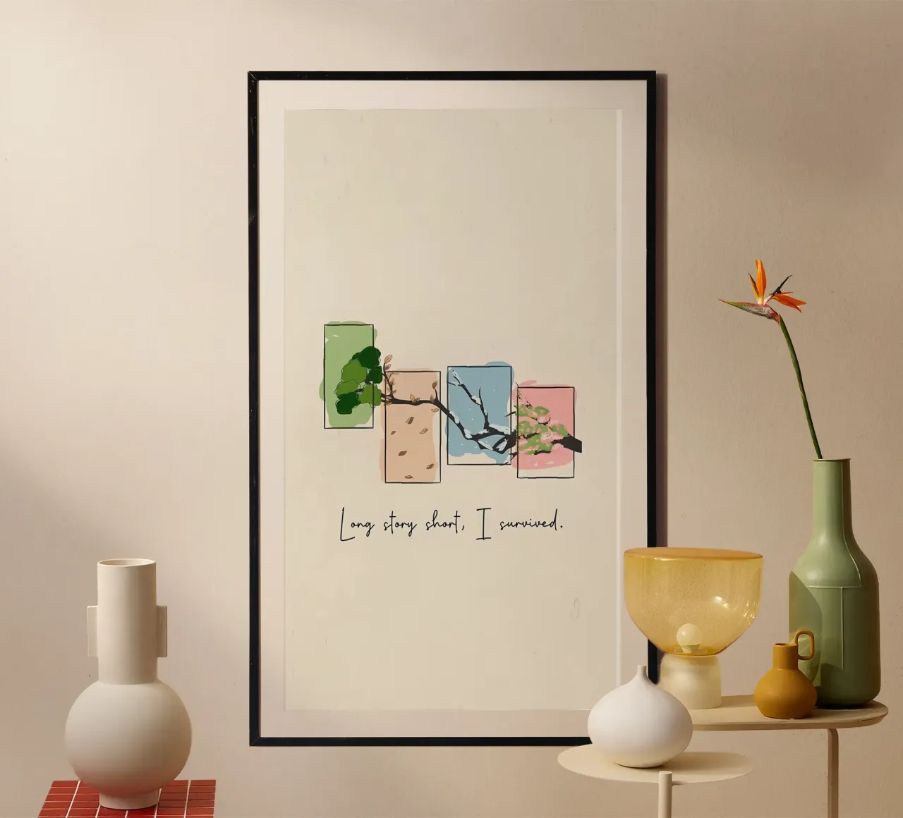 Per farla breve, sono sopravvissuto poster con telaio in plastica da bonglantrungmuoi