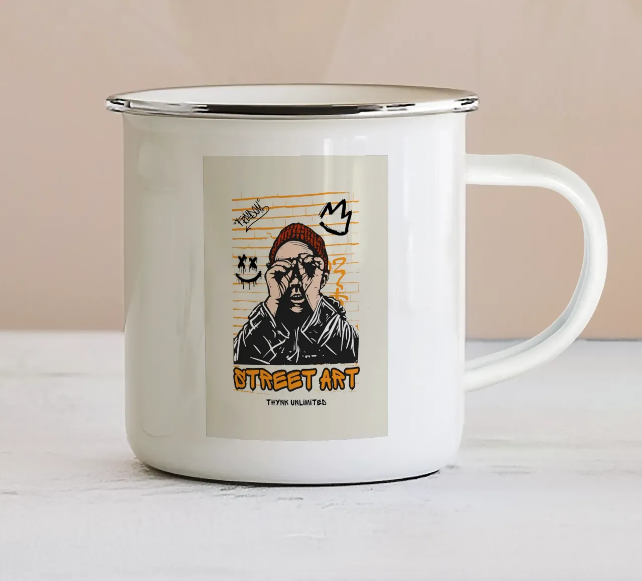 arte di strada tazza in smalto da mazzihanq