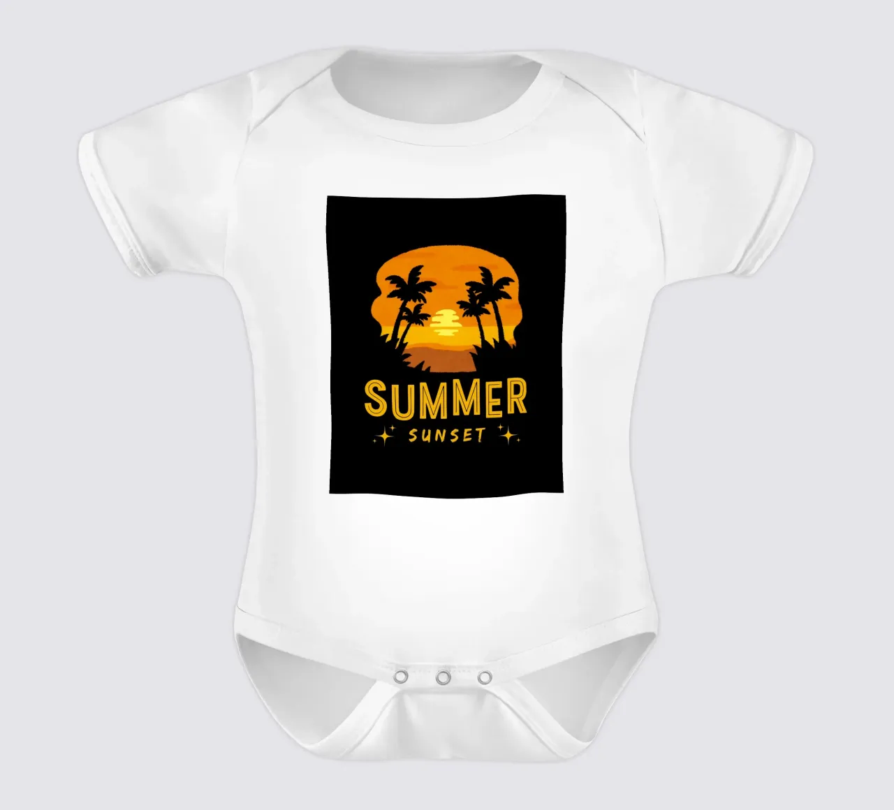 summer sunset short-sleeve baby romper by mazzihanq