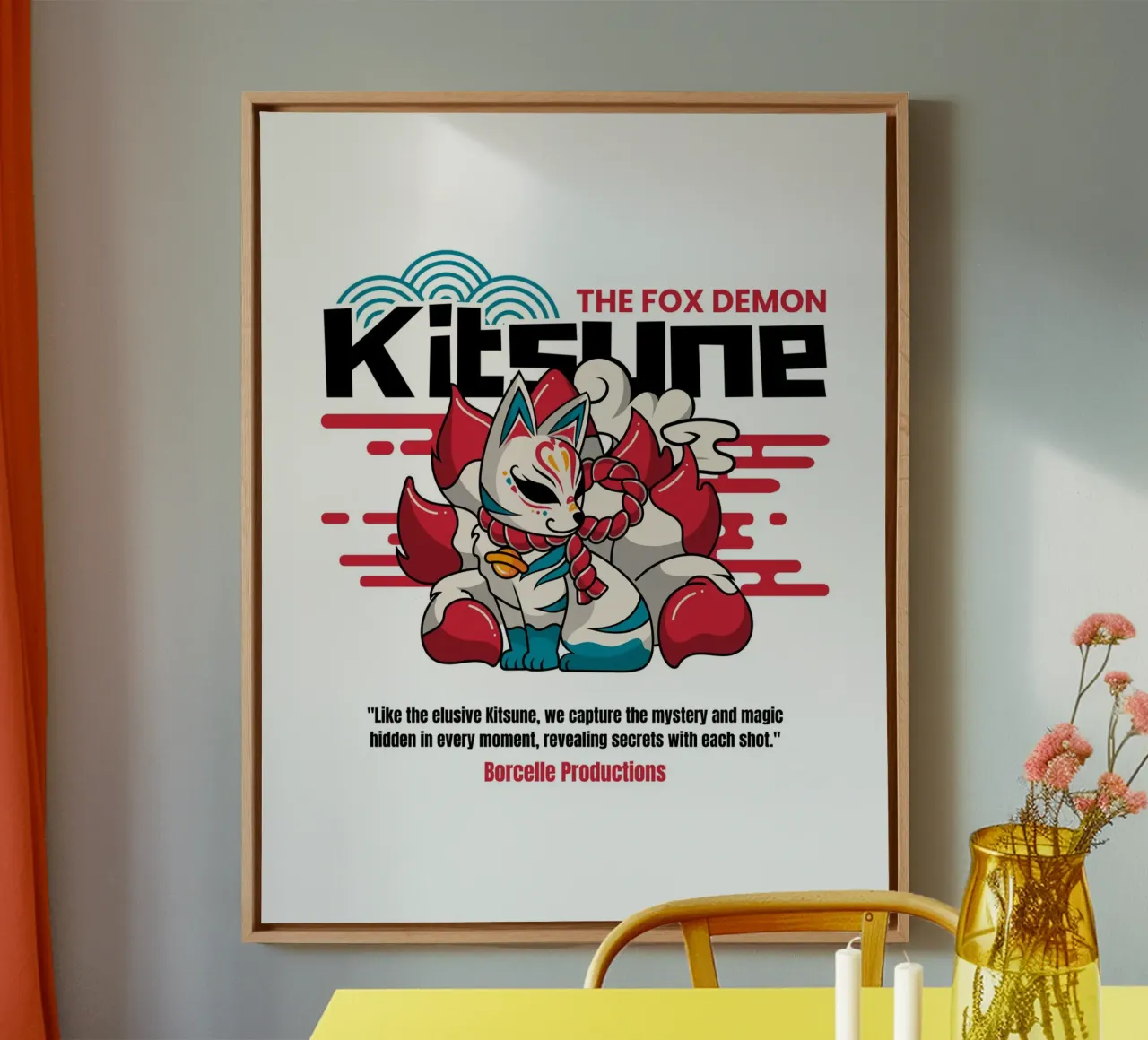 il demone kitsune della Volpe tela con Cornice a cassetta da mazzihanq