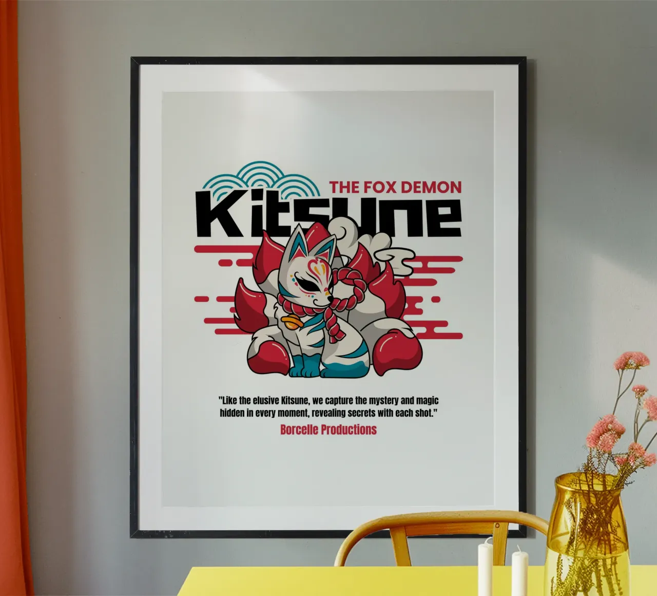 il demone kitsune della Volpe poster con telaio in plastica da mazzihanq