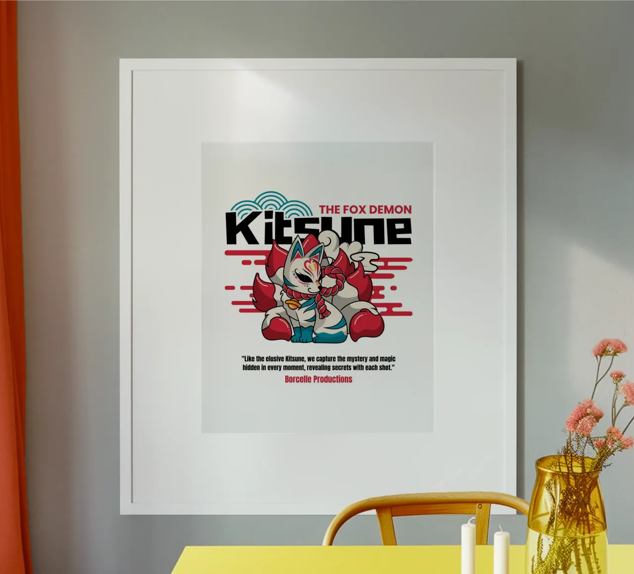 il demone kitsune della Volpe poster con telaio in plastica da mazzihanq