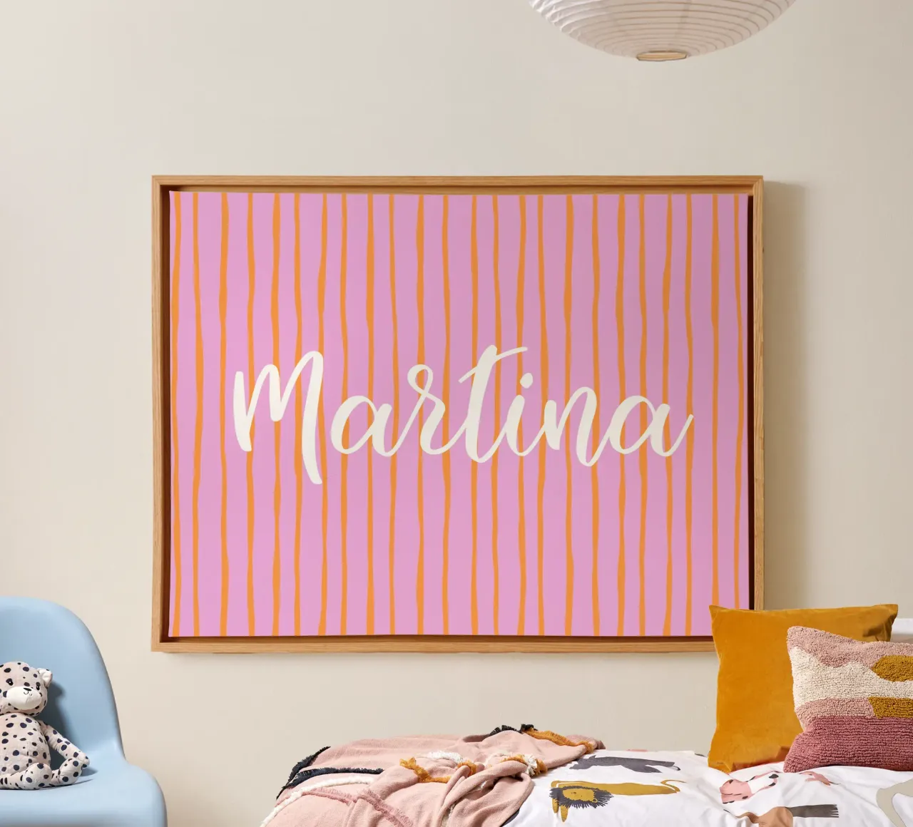 Malerischer Streifen orange auf rosa tela con Cornice a cassetta da All Colours