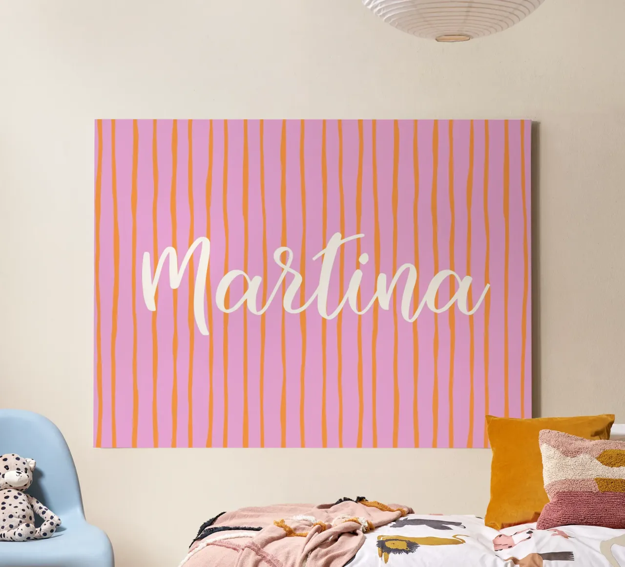 Malerischer Streifen orange auf rosa tela con Cornice a cassetta da All Colours